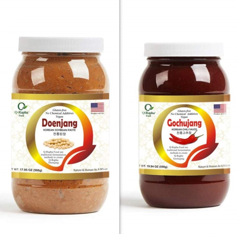 Korean Doenjang 17.9oz & Gochujang 19.9oz - Premium Bundle | Q-Rapha