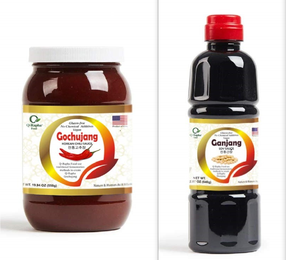 Korean Gochujang 19.9oz & Ganjang 22.9oz - Premium Bundle | Q-Rapha